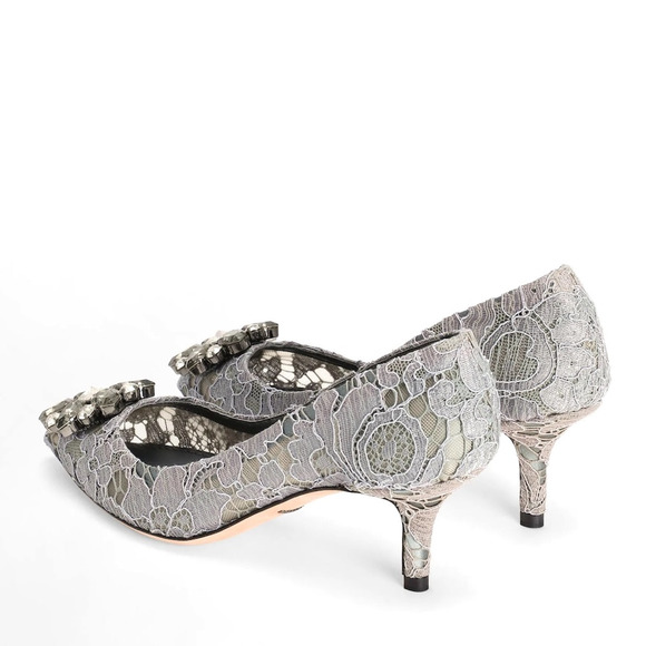 Dolce & Gabbana Bellucci 60 Pumps in Taormina Lace Crystals Grey 36 - Picture 9 of 10